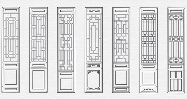 鹿邑常用中式仿古花窗图案隔断设计图