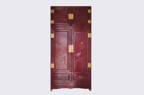 鹿邑高端中式家居装修深红色纯实木衣柜